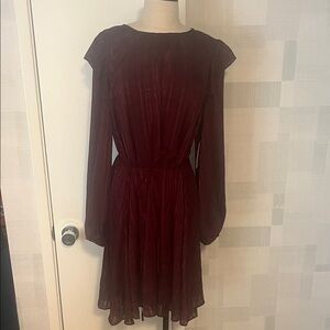 Nine West Deep Red Long Sleeve Dress